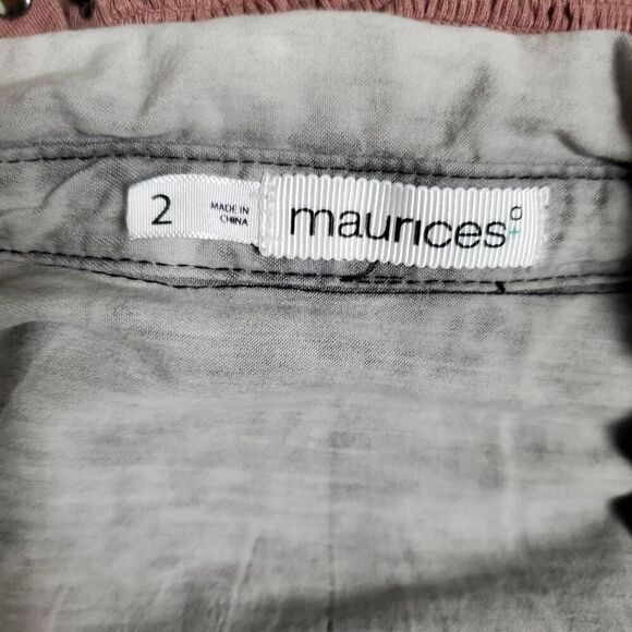 Maurices 2 Gray Black Long Sleeve Snap Front Shirt Top Western Style - Picture 4 of 5